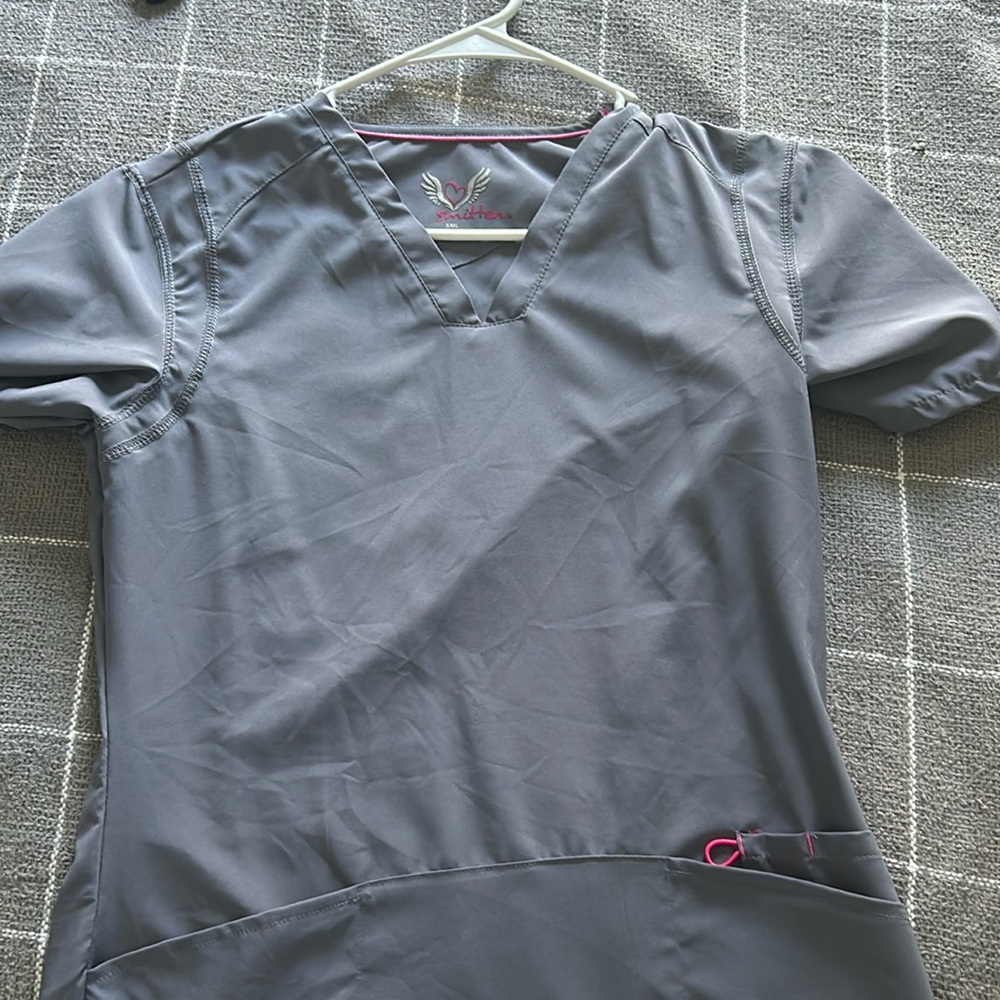 Gray scrub top